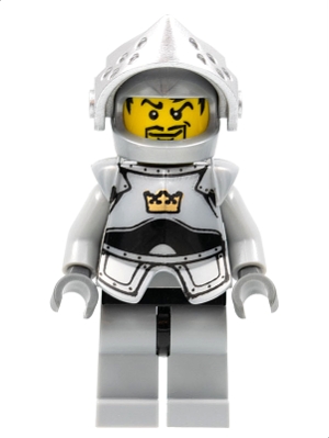 Fantasy Era - Crown Knight Plain with Breastplate, Helmet with Visor, Curly Eyebrows and Goatee, Black Hips, Light Bluish Gray Legs