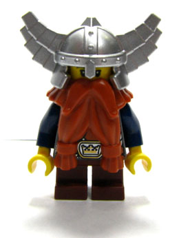 Fantasy Era - Dwarf, Dark Orange Beard, Metallic Silver Helmet with Wings, Dark Blue Arms