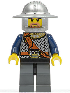 Fantasy Era - Crown Knight Scale Mail with Chest Strap, Helmet with Broad Brim, Brown Beard and Sideburns