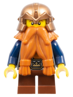 Fantasy Era - Dwarf, Dark Orange Beard, Copper Helmet with Studded Bands, Dark Blue Arms