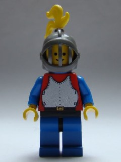 Breastplate - Red with Blue Arms, Blue Legs with Black Hips, Dark Gray Grille Helmet, Yellow Plume, Blue Plastic Cape