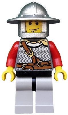 Kingdoms - Lion Knight Scale Mail with Chest Strap and Belt, Helmet with Broad Brim, Vertical Cheek Lines