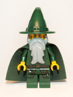 Kingdoms - Dark Green Wizard, Light Bluish Gray Beard, Cape (Chess King)