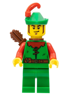 Forestman - Red, Green Hat, Red Feather, Quiver, Detailed Face and Torso