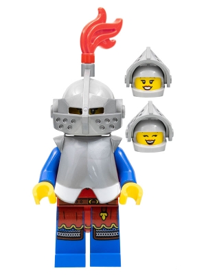 Lion Knight - Female, Light Bluish Gray Helmet, Flat Silver Visor, Red Plume, Flat Silver Armor