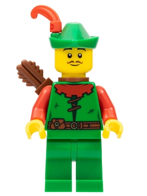Forestman - Red, Green Hat, Red Feather, Quiver, Moustache