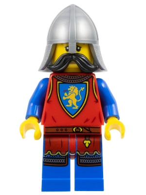 LEGO cas589 Lion Knight - Male, Flat Silver Neck-Protector, Black Moustache (Tower Guard)