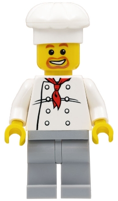 Chef - White Torso with 8 Buttons, Light Bluish Gray Legs