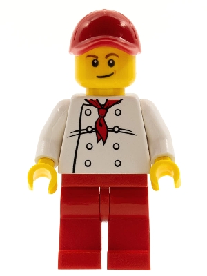 Chef - White Torso with 8 Buttons, Red Legs and Red Cap with Hole &#40;City Square Hot Dog Vendor&#41;