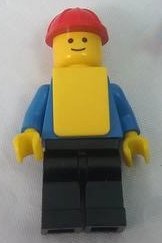 Construction Worker, Blue Torso, Black Legs, Red Hard Hat, Yellow Vest