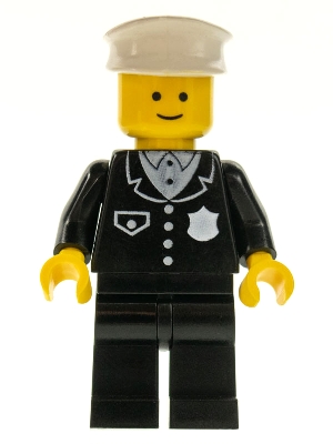 Police - Suit with 4 Buttons, Black Legs, White Hat