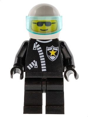Police - Zipper with Sheriff Star, White Helmet, Trans-Light Blue Visor, Sunglasses