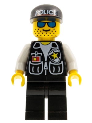 Police - Sheriff Star and 2 Pockets, Black Legs, White Arms, Black Cap with Police Pattern