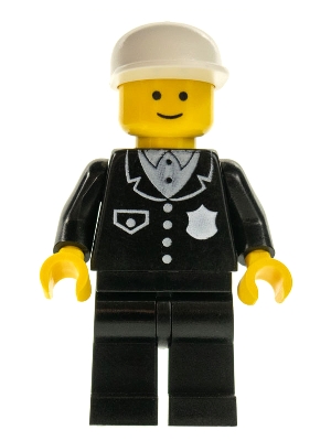 Police - Suit with 4 Buttons, Black Legs, White Cap