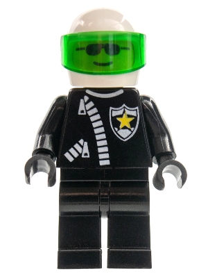 Police - Zipper with Sheriff Star, White Helmet, Trans-Green Visor
