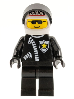 Police - Zipper with Sheriff Star, White Helmet with Police Pattern, Black Visor, Sunglasses