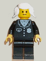 Police - Suit with 4 Buttons, Black Legs, White Pigtails Hair