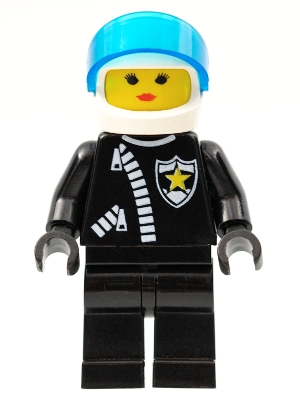 Police - Zipper with Sheriff Star, White Helmet, Trans-Dark Blue Visor, Female