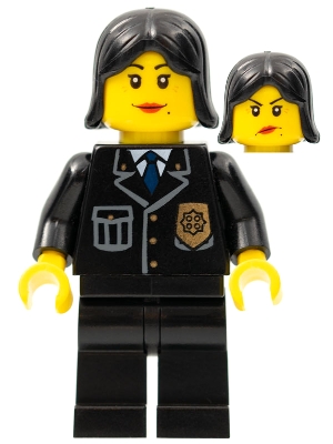 Police - City Suit with Blue Tie and Badge, Black Legs, Black Female Hair