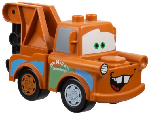 Duplo Tow Mater - Dark Orange Hook Base, Dark Orange and Light Bluish Gray Wheels