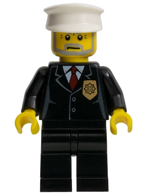 Police - City Suit with Red Tie and Badge, Black Legs, White Hat