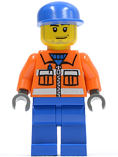 Ground Crew - Orange Zipper, Safety Stripes, Orange Arms, Blue Legs, Blue Cap, Smirk and Stubble Beard