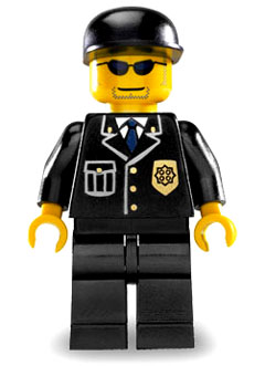 Police - City Suit with Blue Tie and Badge, Black Legs, Sunglasses, Black Cap