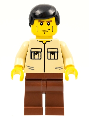 Man, Tan Shirt with Pockets, Reddish Brown Legs, Black Hair