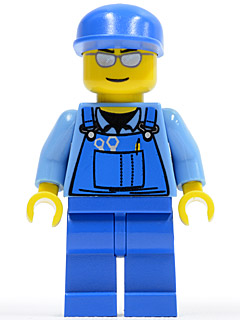 Overalls with Tools in Pocket Blue, Blue Cap, Silver Sunglasses