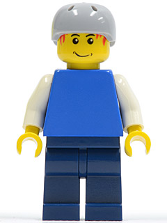 Man, Plain Blue Torso with White Arms, Dark Blue Arms, Light Bluish Gray Helmet