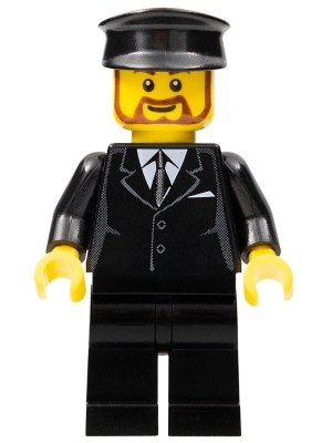 Suit Black, Black Police Hat, Brown Beard Rounded - Tram Driver
