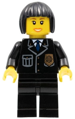 Police - City Suit with Blue Tie and Badge, Black Legs, Black Bob Cut Hair