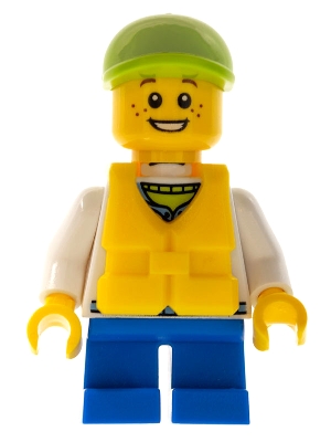 Kid - White Torso, Blue Legs, Lime Cap, Yellow Life Vest