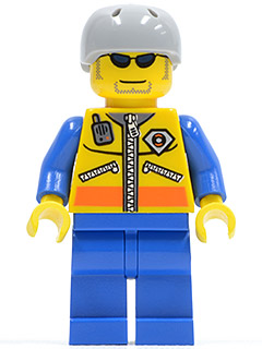 Coast Guard, Yellow Jacket with Zipper, Radio and Badge, Light Bluish Gray Helmet, Sunglasses