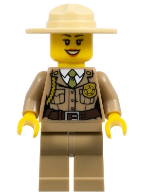 Forest Police - Dark Tan Jacket with Pockets, Gold Badge and Braid, Olive Green Tie, Dark Tan Legs, Campaign Hat