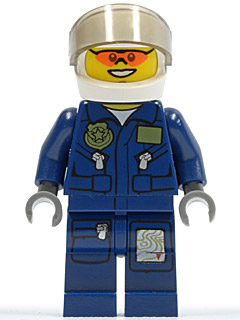 Forest Police - Helicopter Pilot, Dark Blue Flight Suit with Badge, Helmet