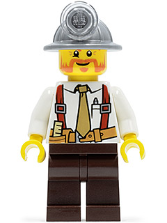 Miner - Shirt with Tie and Suspenders, Mining Helmet, Beard
