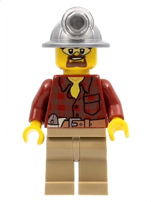 Flannel Shirt with Pocket and Belt, Dark Tan Legs, Mining Helmet, Safety Goggles