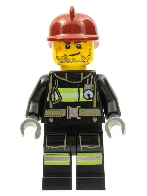 Fire - Reflective Stripes with Utility Belt, Dark Red Fire Helmet, Crooked Smile and Scar