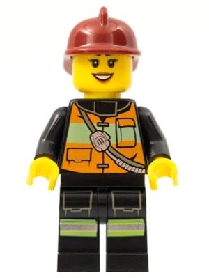 Firewoman, Safety Vest with Shoulder Straps, Red Helmet