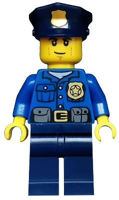 Police - City Officer, Gold Badge, Police Hat, Cheek Lines