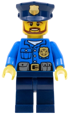 Police - City Officer, Gold Badge, Police Hat, Beard