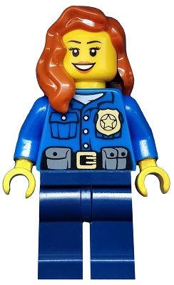 Police - City Officer, Gold Badge, Dark Orange Female Hair over Shoulder
