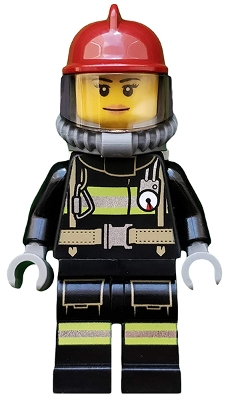 Fire - Reflective Stripes with Utility Belt, Dark Red Fire Helmet, Breathing Neck Gear with Air Tanks, Peach Lips Smile