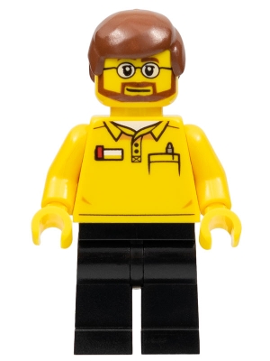 LEGO Store Employee, Black Legs, Beard and Glasses