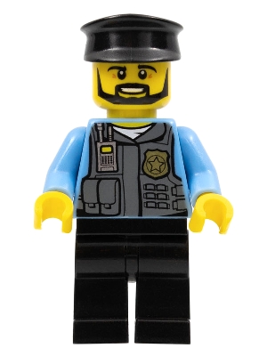 Police Officer, Black Cap and Legs, Beard