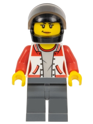 ATV Driver - Female, Jacket with Number 8 on Back, Dark Bluish Gray Legs, Black Helmet