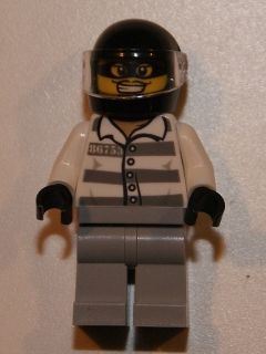 Police - Jail Prisoner 86753 Prison Stripes, Black Helmet with Visor