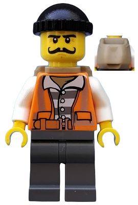 Police - City Bandit Male with Orange Vest, Black Knit Cap, Moustache Curly Long