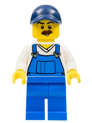 Beach Janitor - Blue Overalls and Dark Blue Cap
